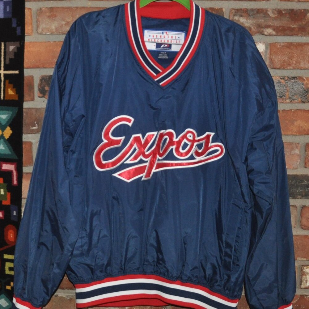 Vintage Montreal EXPOS Baseball MLB Pull-Over Blue Jacket M